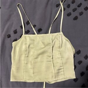 American Threads Green Silk Tank Top